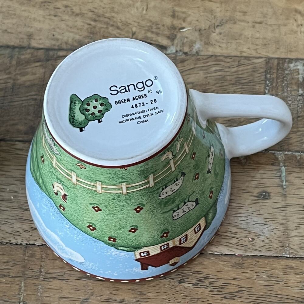 Sango Green Acres Coffee Tea Mugs Set of 2 3.25" Farmhouse Country Vintage 1995 - Picture 5 of 9